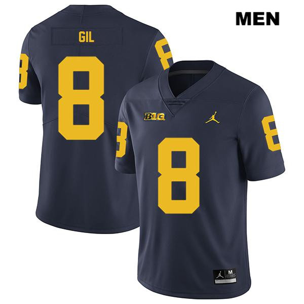 Men's NCAA Michigan Wolverines Devin Gil #8 Navy Jordan Brand Authentic Stitched Legend Football College Jersey XO25L77BW
